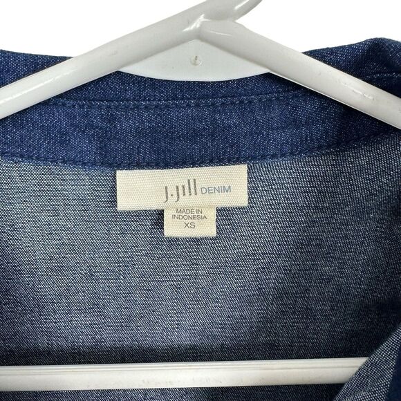J Jill Chambray Denim Shirt Dress High Waist Long Sleeve Womens Size XS Blue EUC - Picture 6 of 7